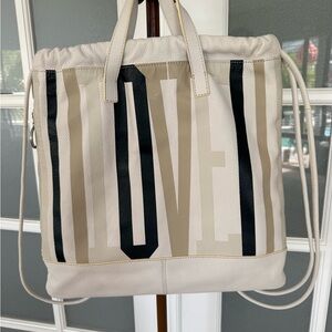 ED Ellen DeGeneres Palma Leather Backpack Tote Stripe